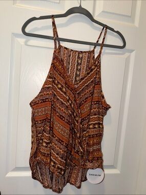 SHEIN Brown Multi-Print Halter Cami